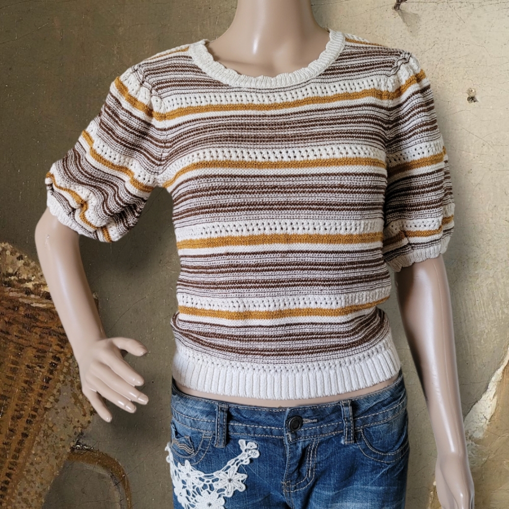 House of Harlow 1960 Multicolor Striped Crew Neck Sweater